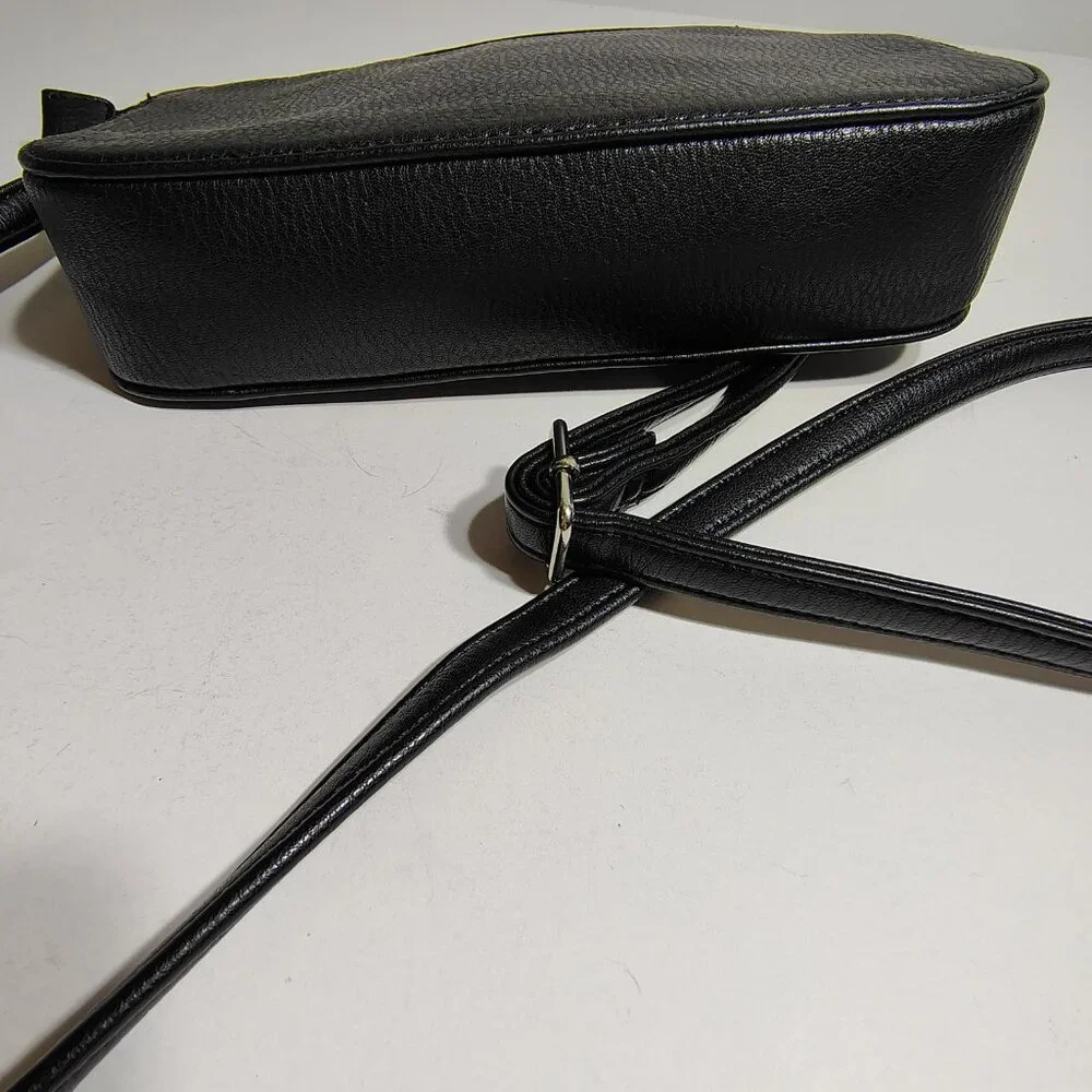 Enzo Angiolini Bag Black Pebbled Leather Small Crossbody Compact Minimalist - Picture 5 of 9